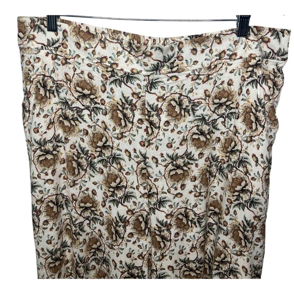 Max Studio Pull-On Floral Print Wide-Leg Cropped Pants 2X - Picture 3 of 12